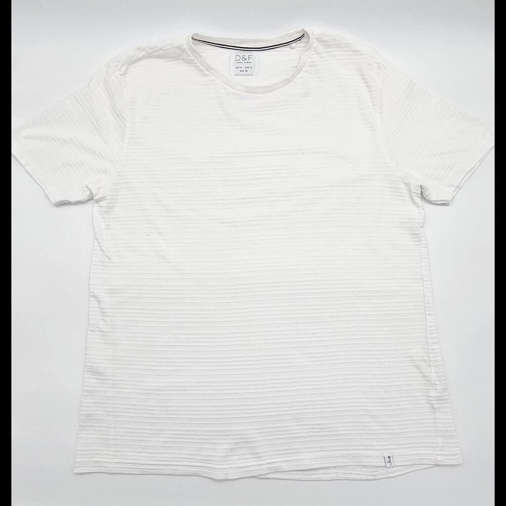 Denim & Flowers Men's Short Sleeve T-Shirt White Ribbed Medium
